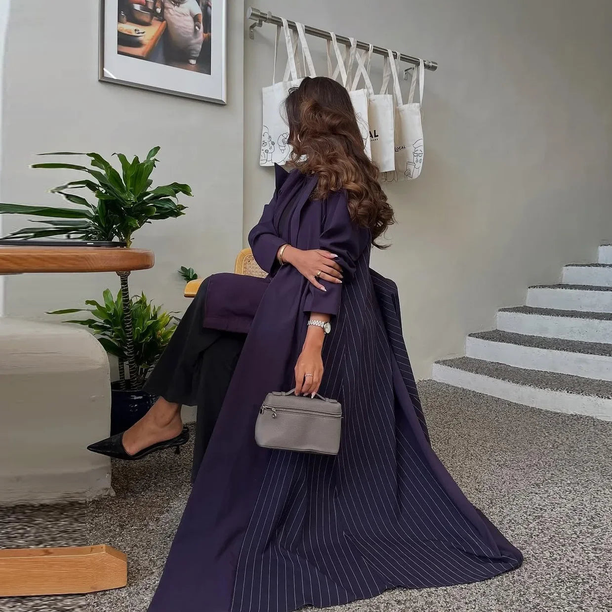 Abaya Lina — Long Striped Cardigan, Elegance Edition