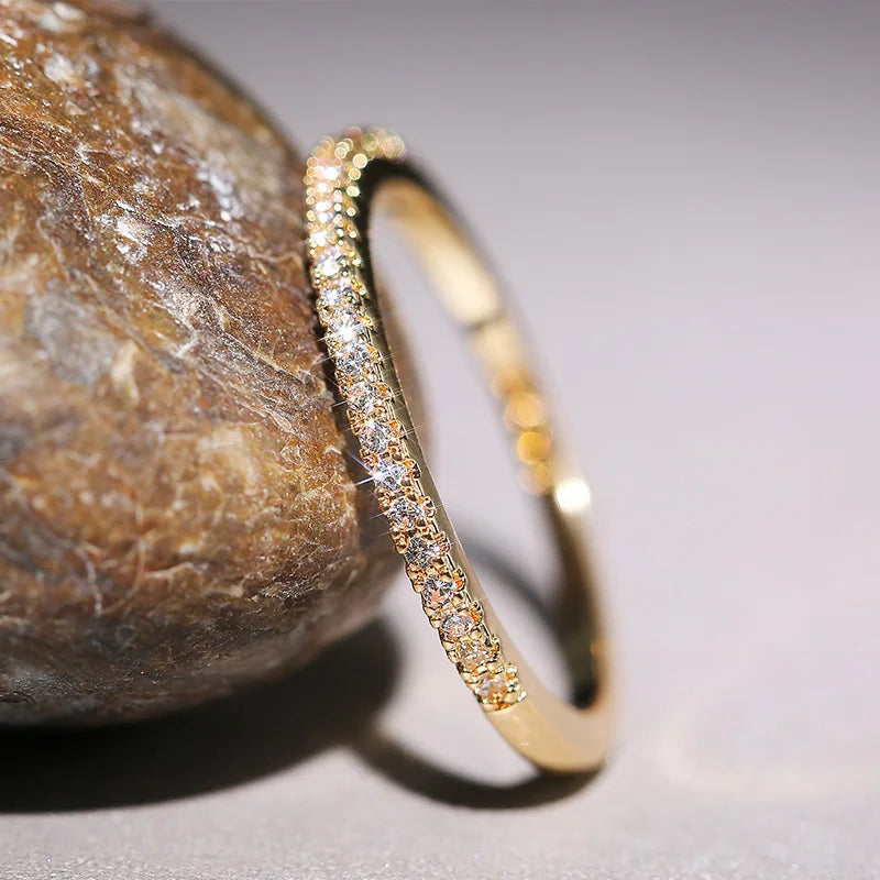 ZAYNA Minimalist Zircon Ring — Thin Elegant Band