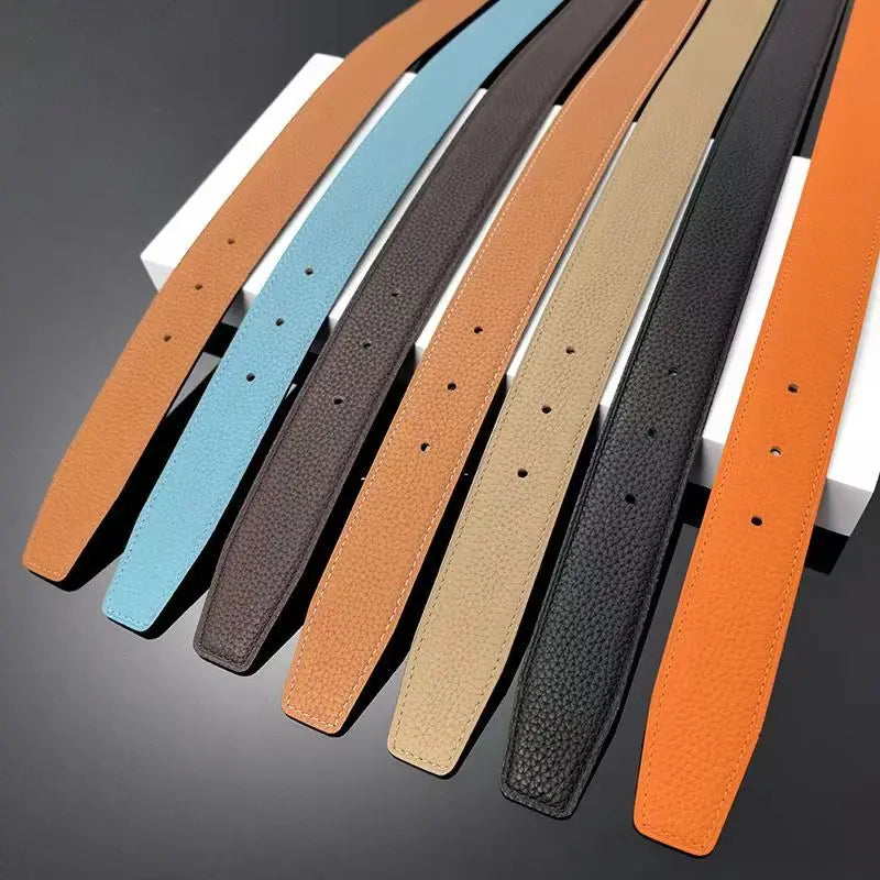 ZAYNA Luxury Cowhide Belt — Ultra-Thin H-Inspired