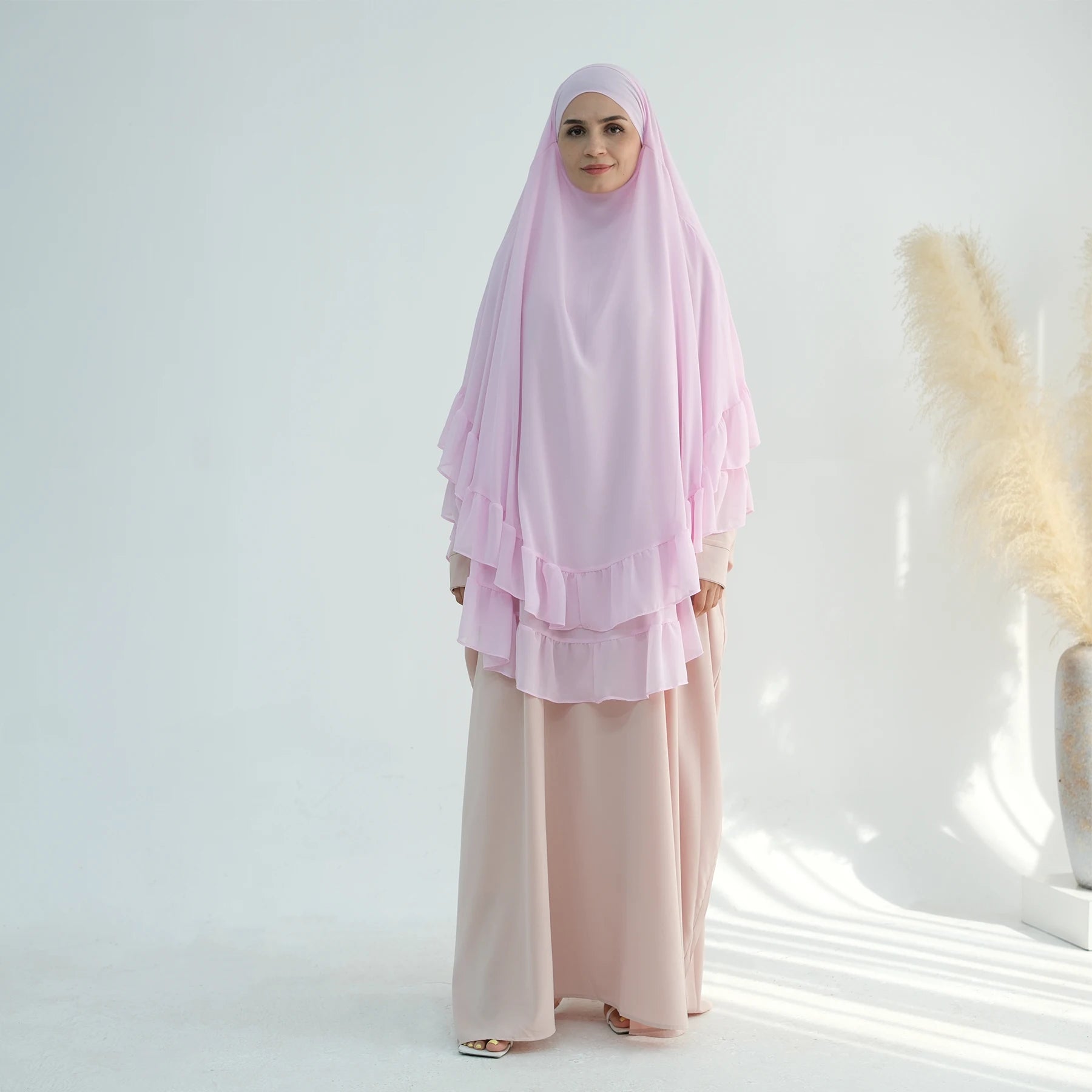 Khimar Maïssa XL — 2 Muslin Veils with Ruffles (Extra-long)