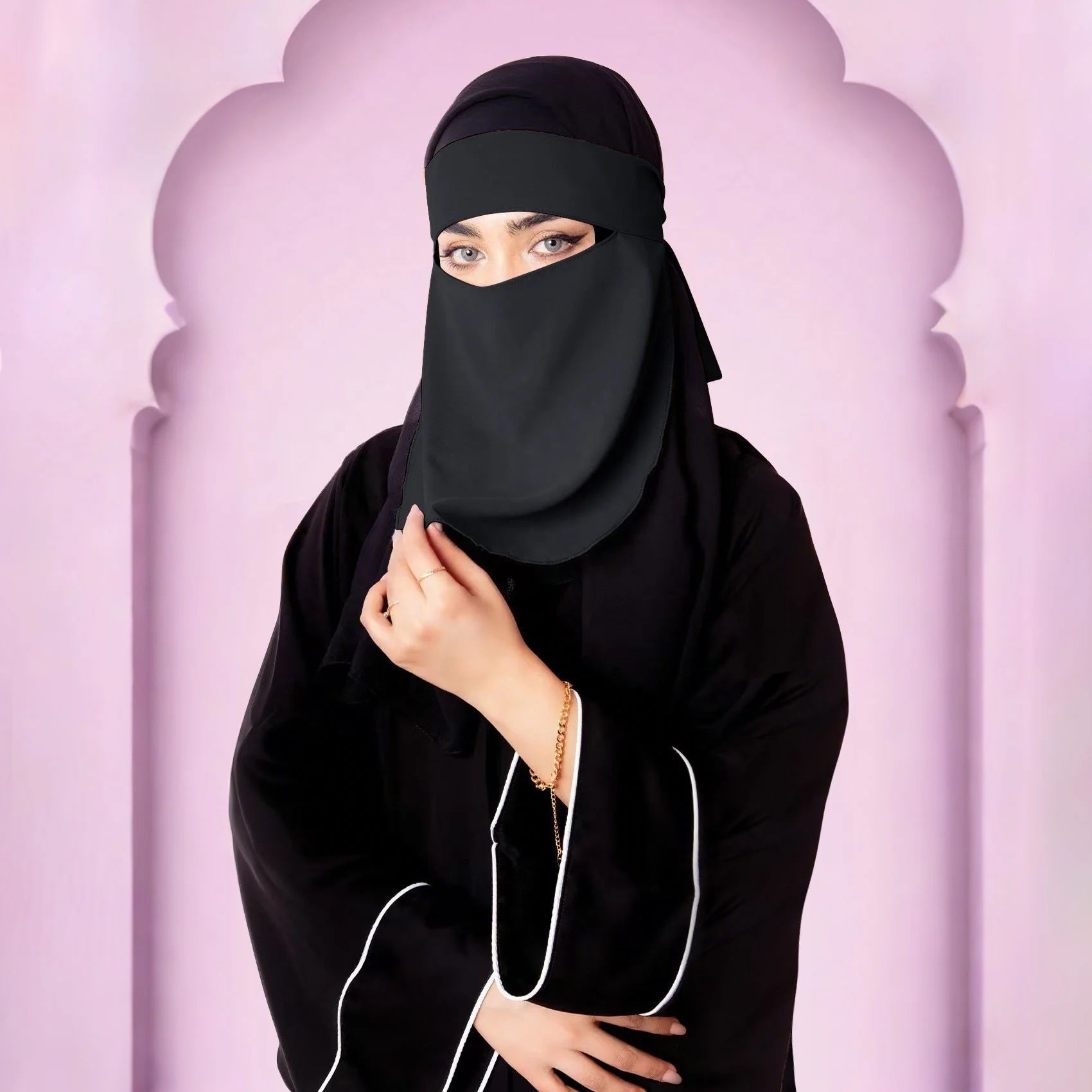 Niqab Nida Instant — Matte Black (Ready-to-Wear)