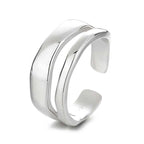 ZAYNA Geometric Double-Layer Ring — Minimalist Silver Elegance