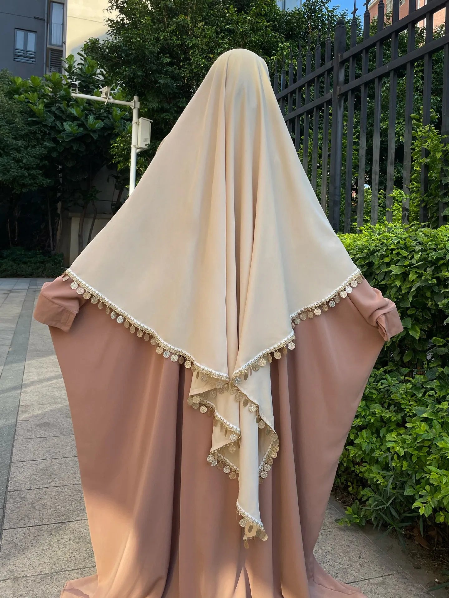Soraya Éclat Khimar — Long with Sequins & Fringes