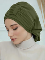 ZAYNA Instant Turban Hijab — Solid Cotton Blend Ready-to-Wear Cap