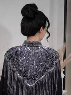 Samira Set — Long Abaya & Sequin Cape Luxury Edition