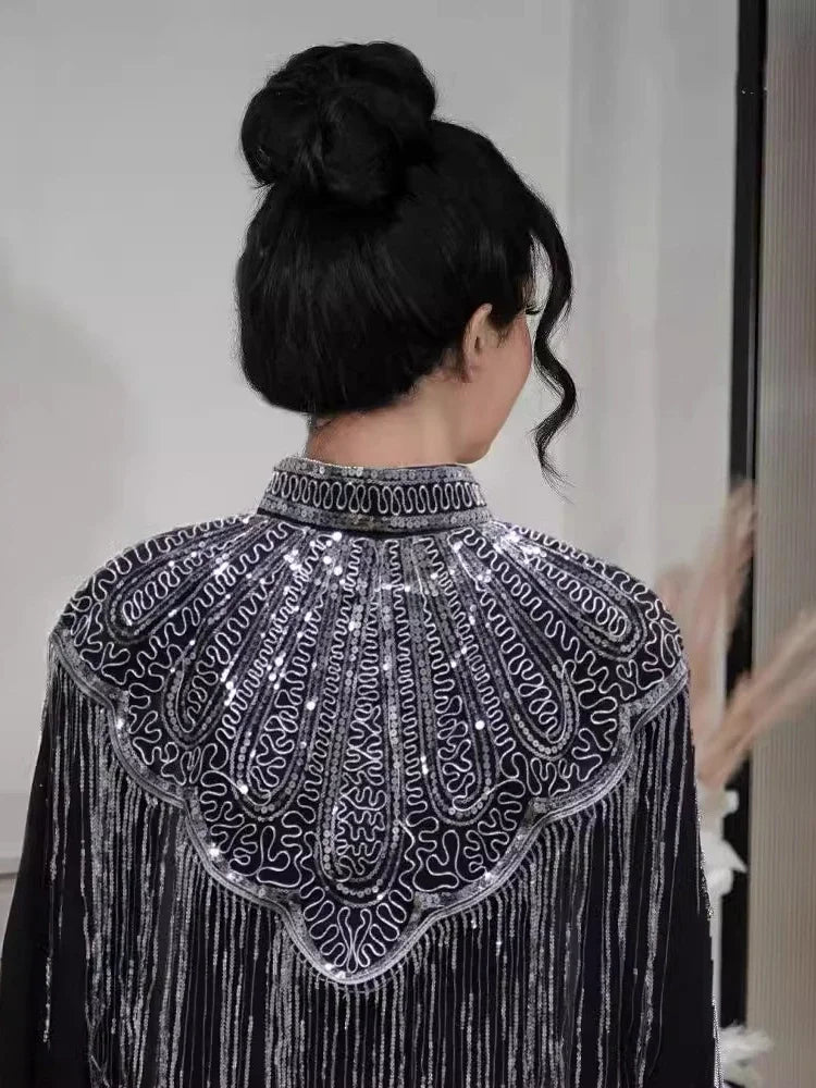 Samira Set — Long Abaya & Sequin Cape Luxury Edition
