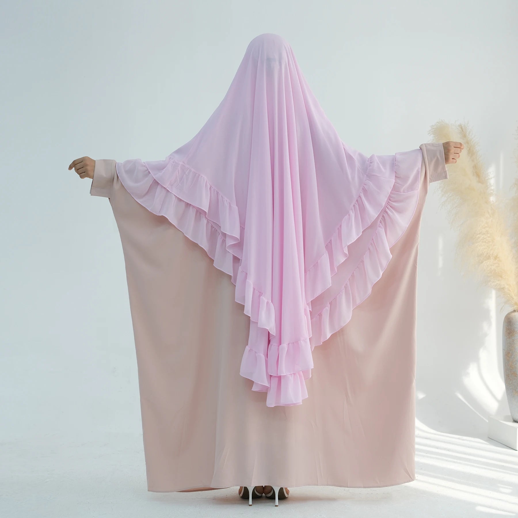 Khimar Maïssa XL — 2 Muslin Veils with Ruffles (Extra-long)
