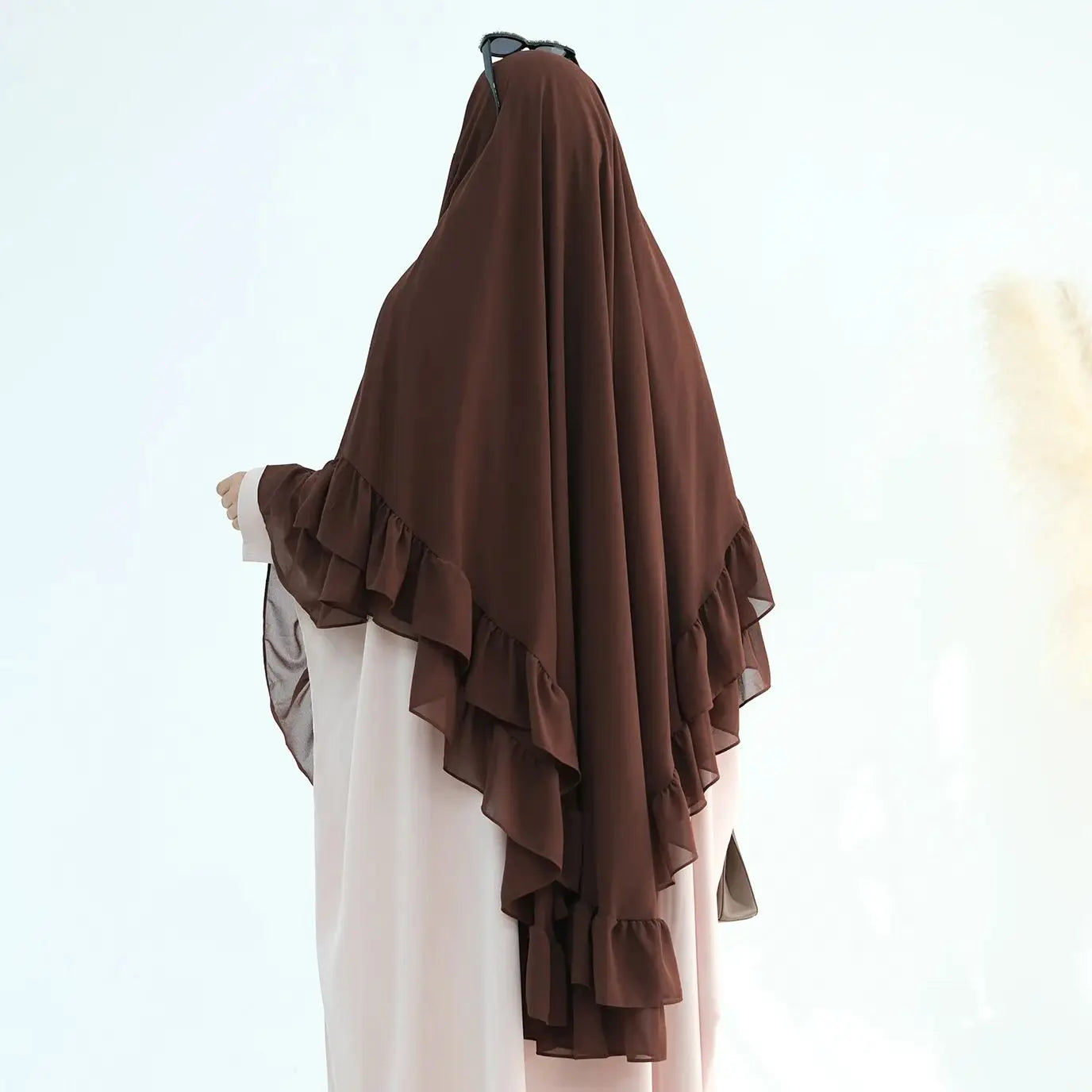 Khimar Maïssa XL — 2 Muslin Veils with Ruffles (Extra-long)