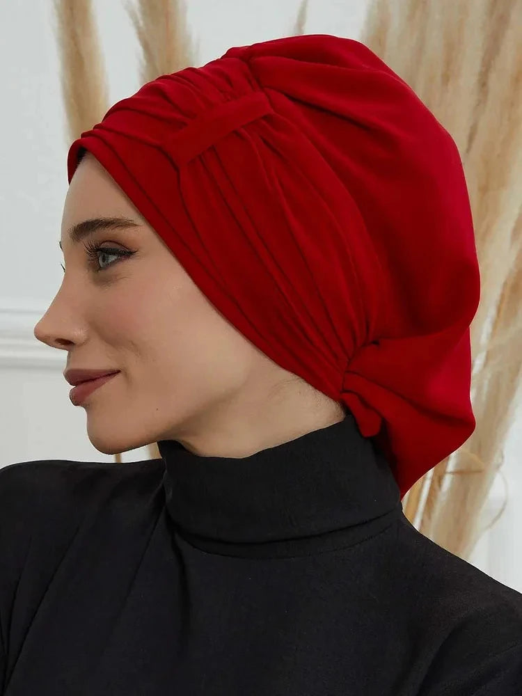 ZAYNA Instant Turban Hijab — Solid Cotton Blend Ready-to-Wear Cap