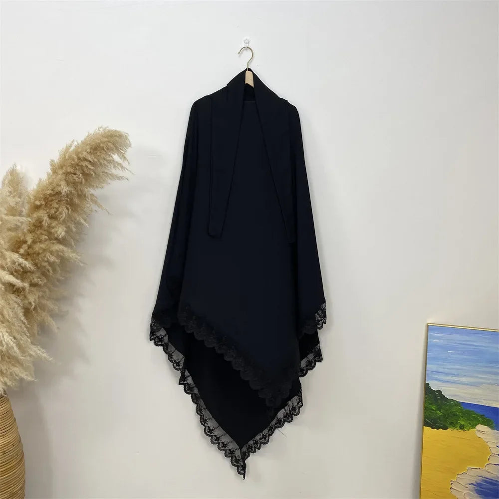 Khimar Nida Lace — Fine Embroidery (Overhead)