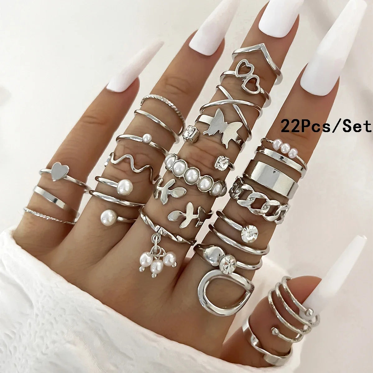 ZAYNA 28-Piece Geometric Knuckle Ring Set — Gold & Silver Crystal Party Jewelry
