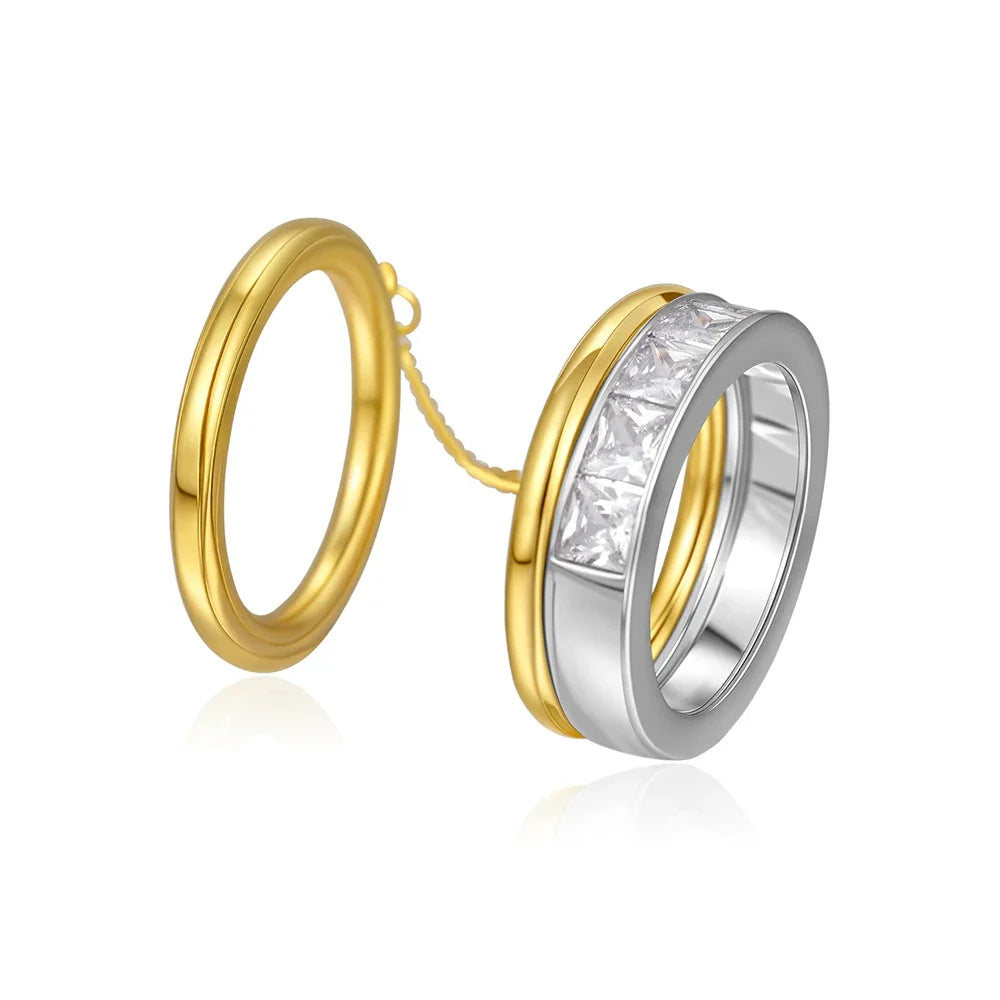 ZAYNA Double Layer Chain Ring — Gold Plated CZ Zircon