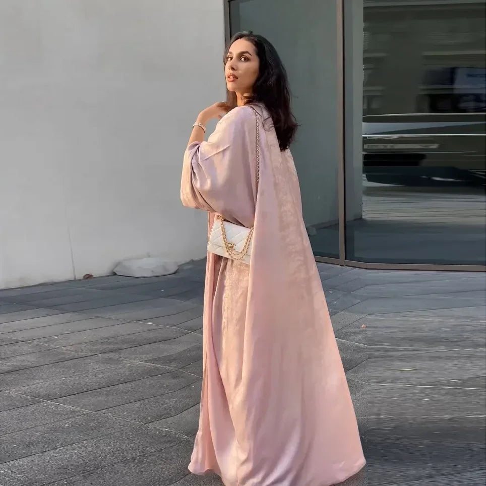 Abaya Royale — Open Satin Kimono Luxury Edition