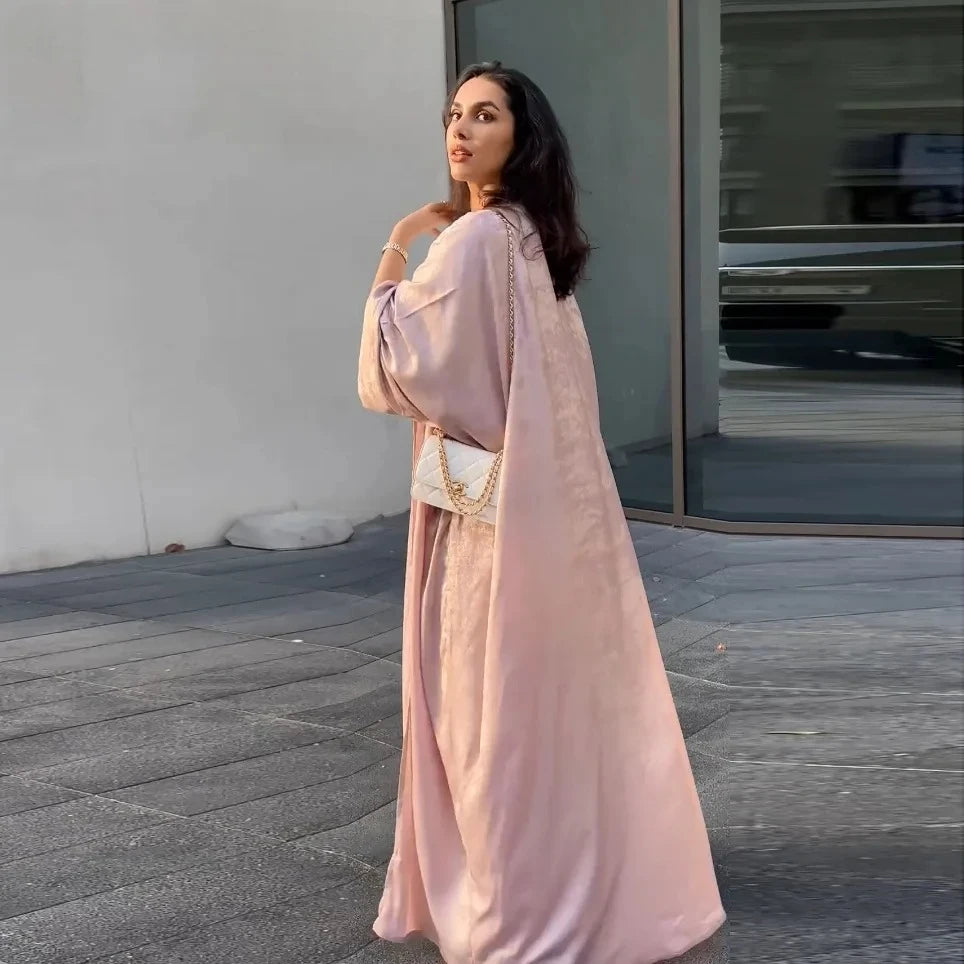 Abaya Royale — Open Satin Kimono Luxury Edition