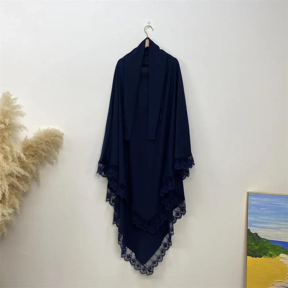 Khimar Nida Lace — Fine Embroidery (Overhead)