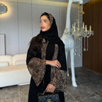 Sahara Abaya — Leopard Print Chiffon Kimono with Zip