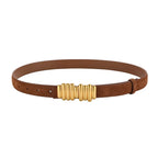 ZAYNA Suede Cowhide Belt — Gold Buckle Elegance