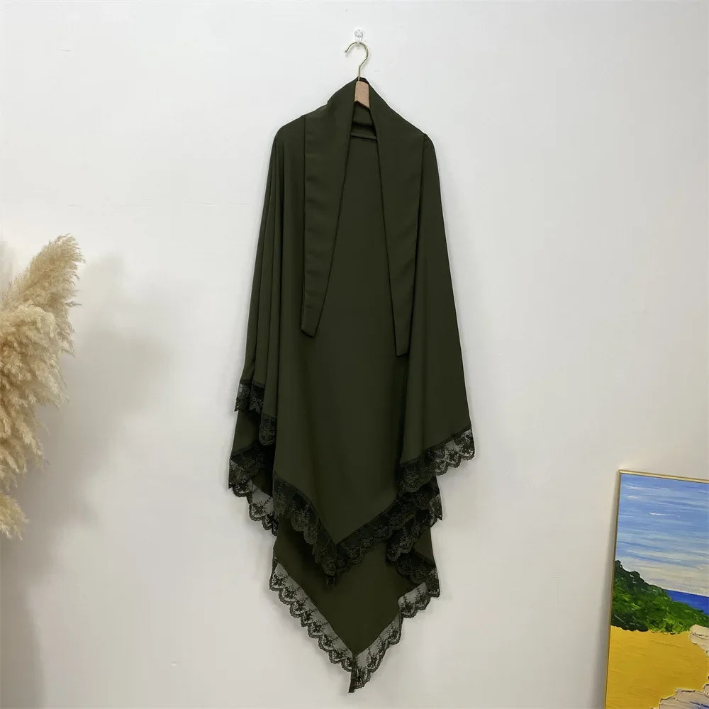 Khimar Nida Lace — Fine Embroidery (Overhead)