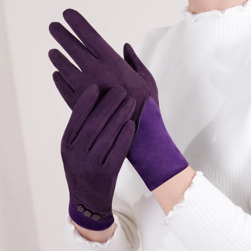 ZAYNA Suede Touchscreen Winter Gloves — Thick & Warm