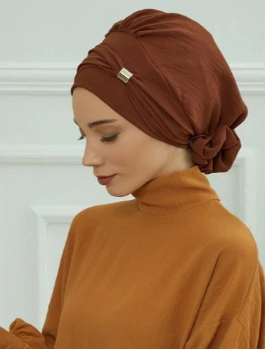 ZAYNA Instant Turban Hijab — Solid Cotton Blend Ready-to-Wear Cap