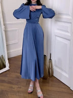 Abaya Liyana — Long Satin Dress & Belt Prestige Edition