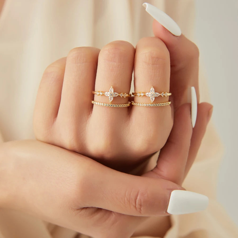 ZAYNA Double Cross Zircon Ring — Modern Elegance