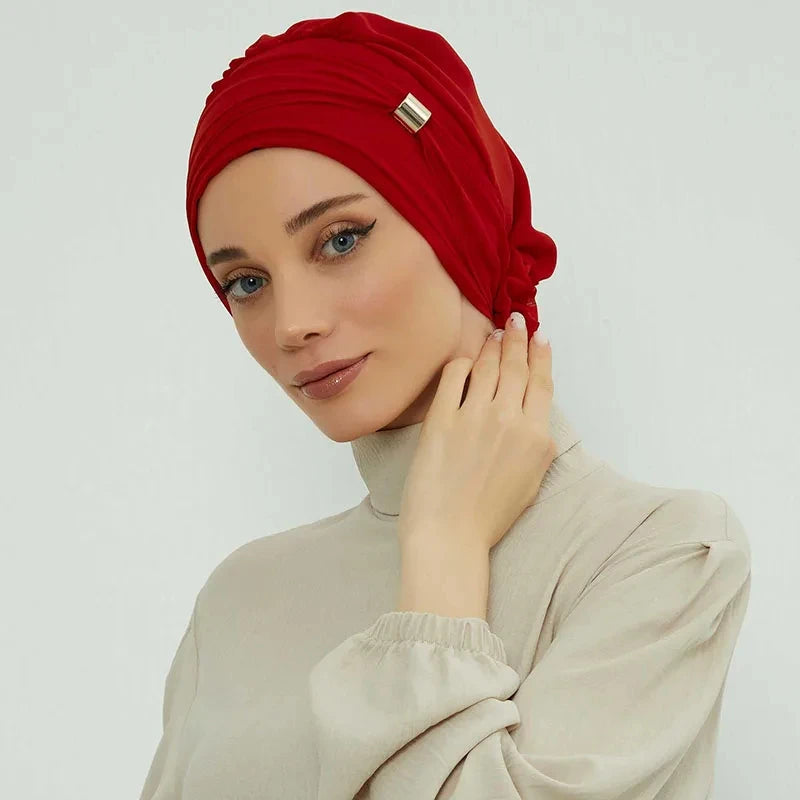ZAYNA Instant Turban Hijab — Solid Cotton Blend Ready-to-Wear Cap