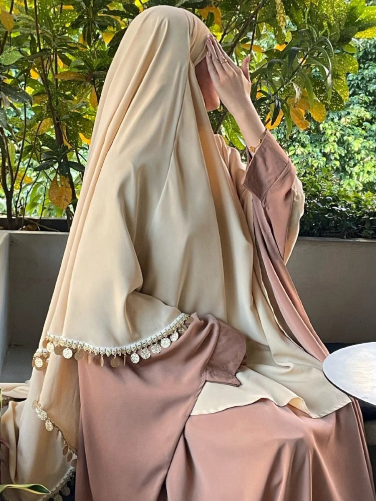 Soraya Éclat Khimar — Long with Sequins & Fringes