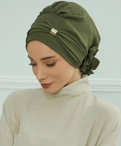 ZAYNA Instant Turban Hijab — Solid Cotton Blend Ready-to-Wear Cap
