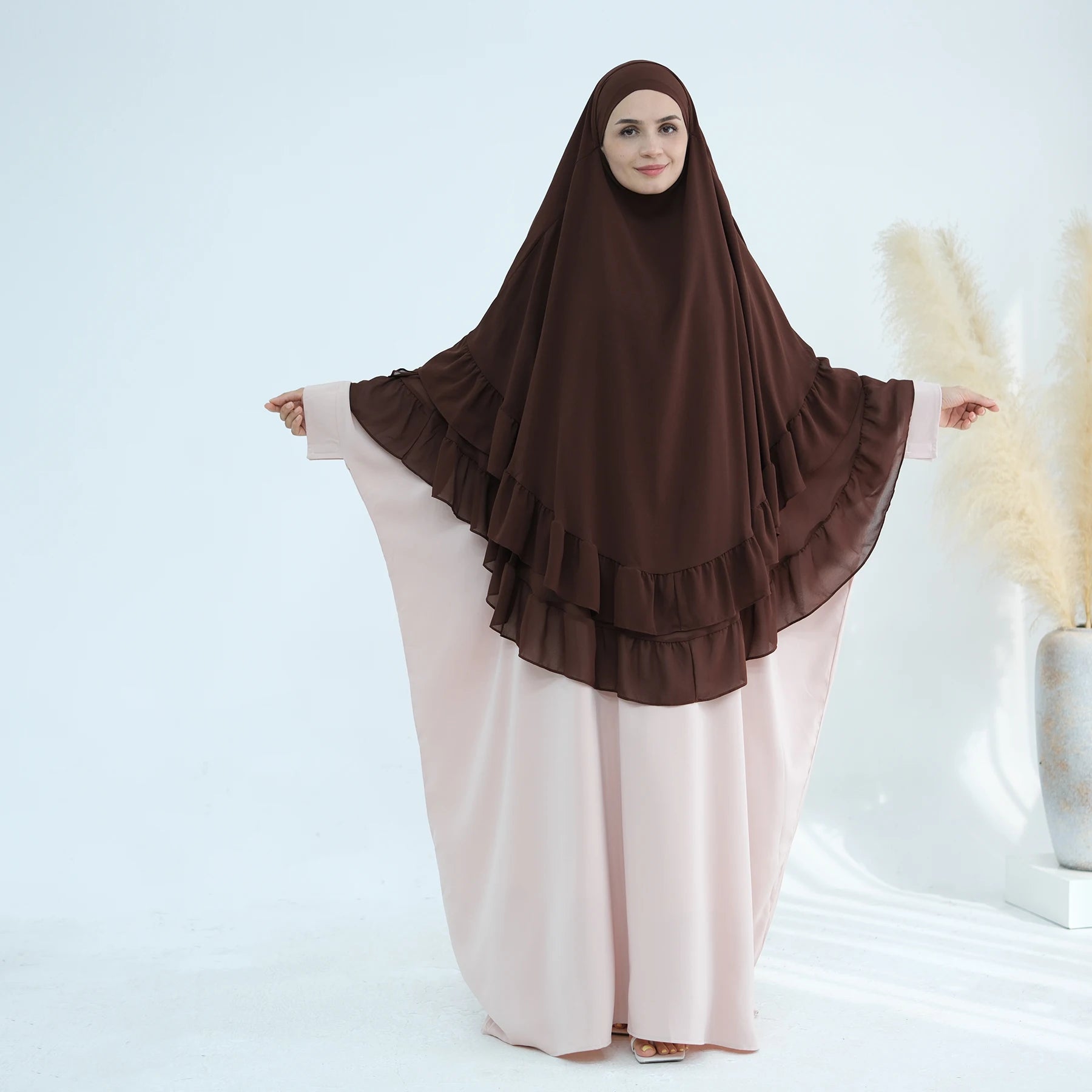 Khimar Maïssa XL — 2 Muslin Veils with Ruffles (Extra-long)