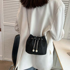 Crystal Bucket Bag — Rhinestone Bucket Bag (Cord & Shoulder Strap)