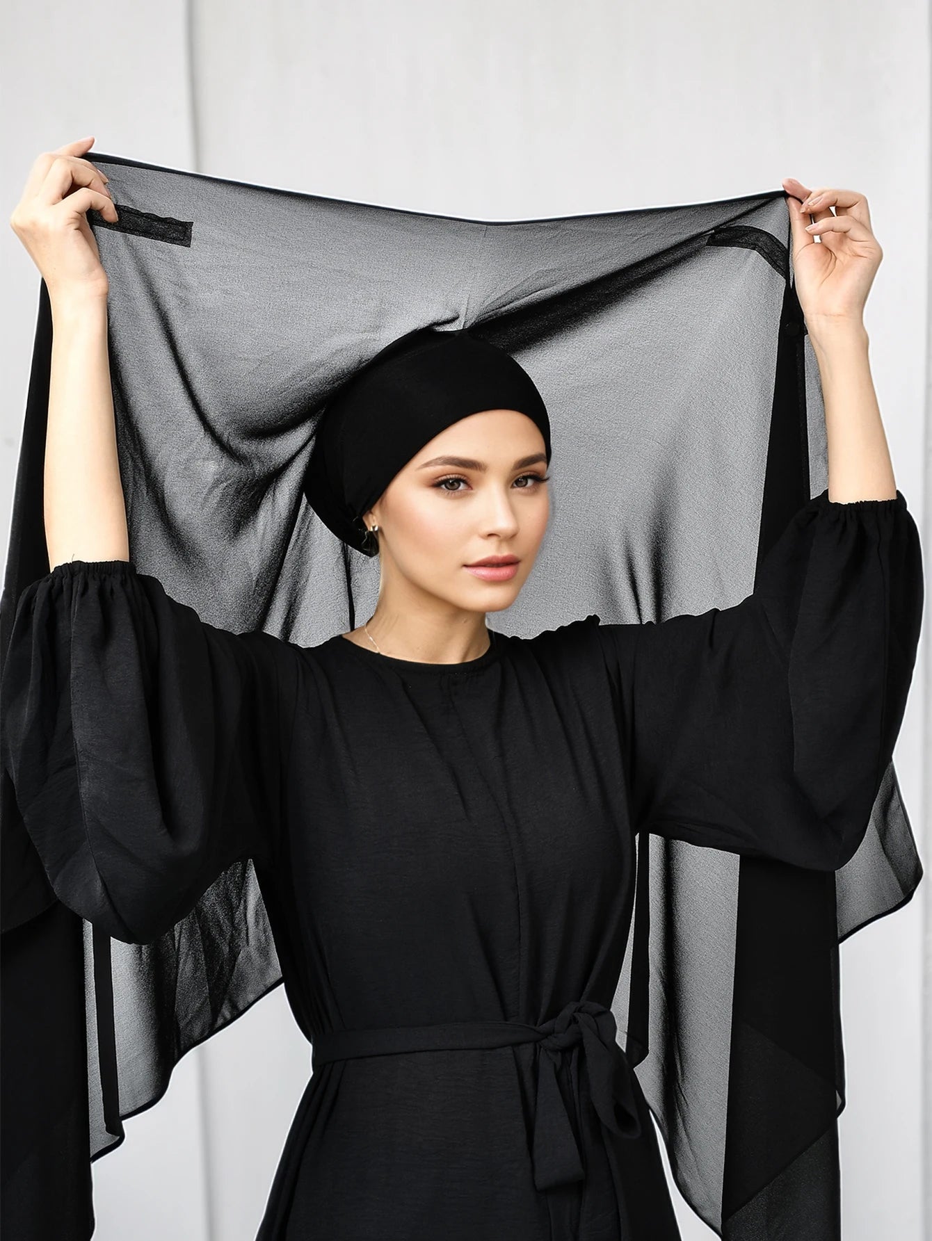 ZAYNA Instant Chiffon Hijab — Magnetic Buckle, Solid Color, Elegant Everyday Scarf