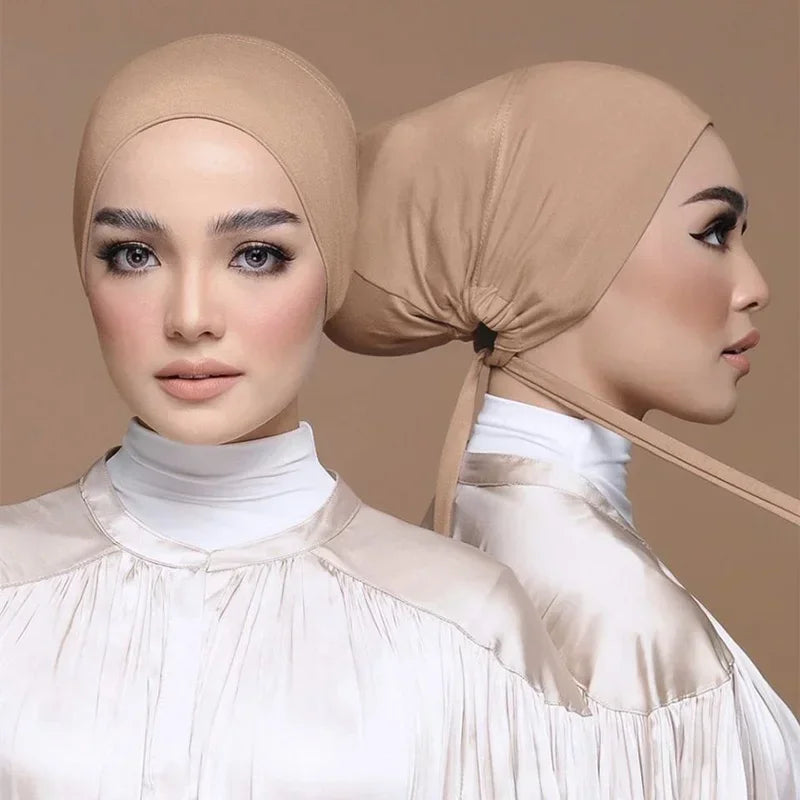 ZAYNA Modal Turban Hijab Cap — Rope-Adjustable Inner Bonnet