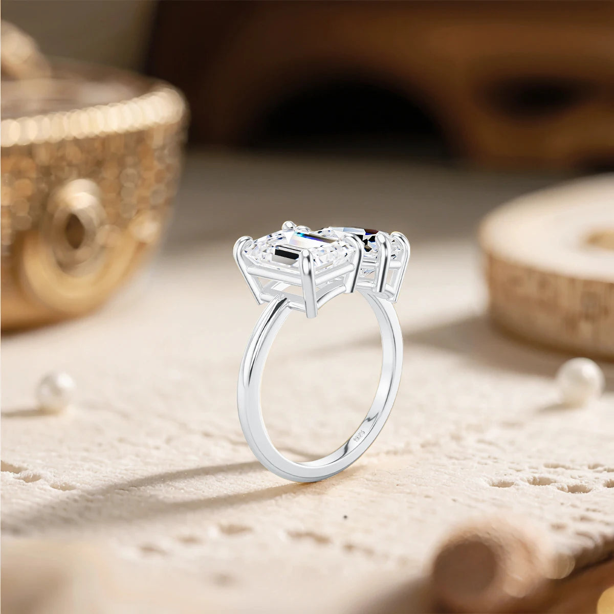 ZAYNA Certified Moissanite Two-Stone Ring — 3.5CT Luxury Bridal Design
