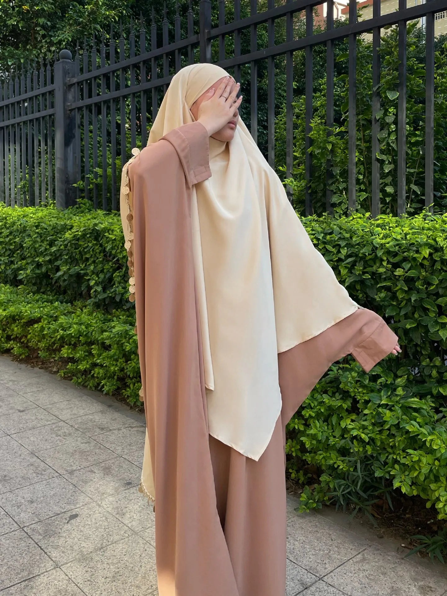 Soraya Éclat Khimar — Long with Sequins & Fringes