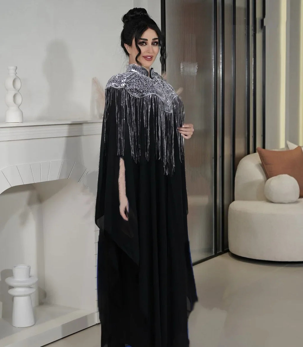 Samira Set — Long Abaya & Sequin Cape Luxury Edition