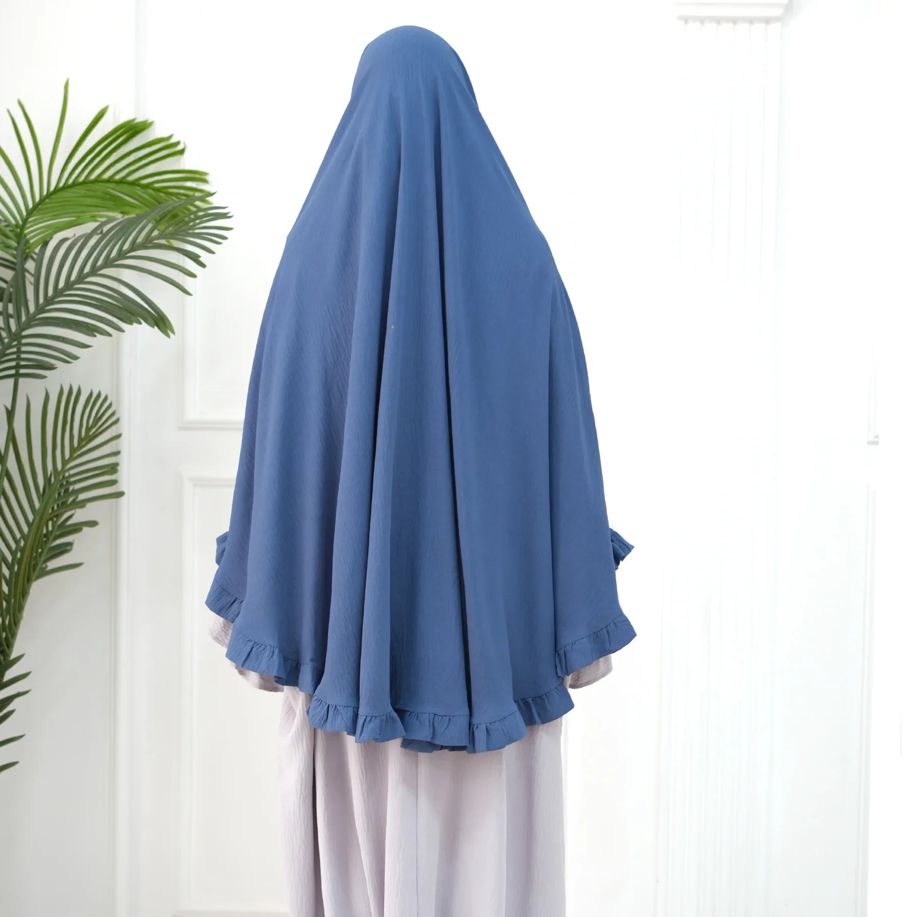 Khimar Nida Ruffles — 1 Nida Crepe Veil (Overhead)