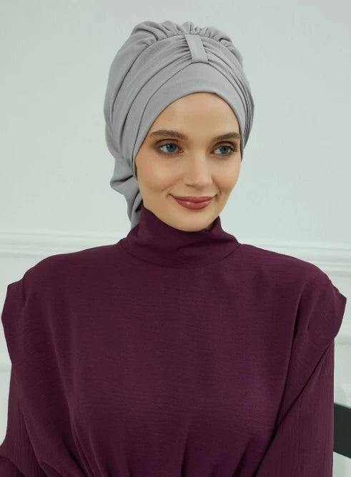 ZAYNA Instant Turban Hijab — Solid Cotton Blend Ready-to-Wear Cap