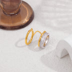 ZAYNA Double Layer Chain Ring — Gold Plated CZ Zircon