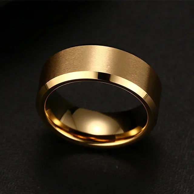 ZAYNA Matte Black Stainless Steel Band — Wedding & Fashion Ring