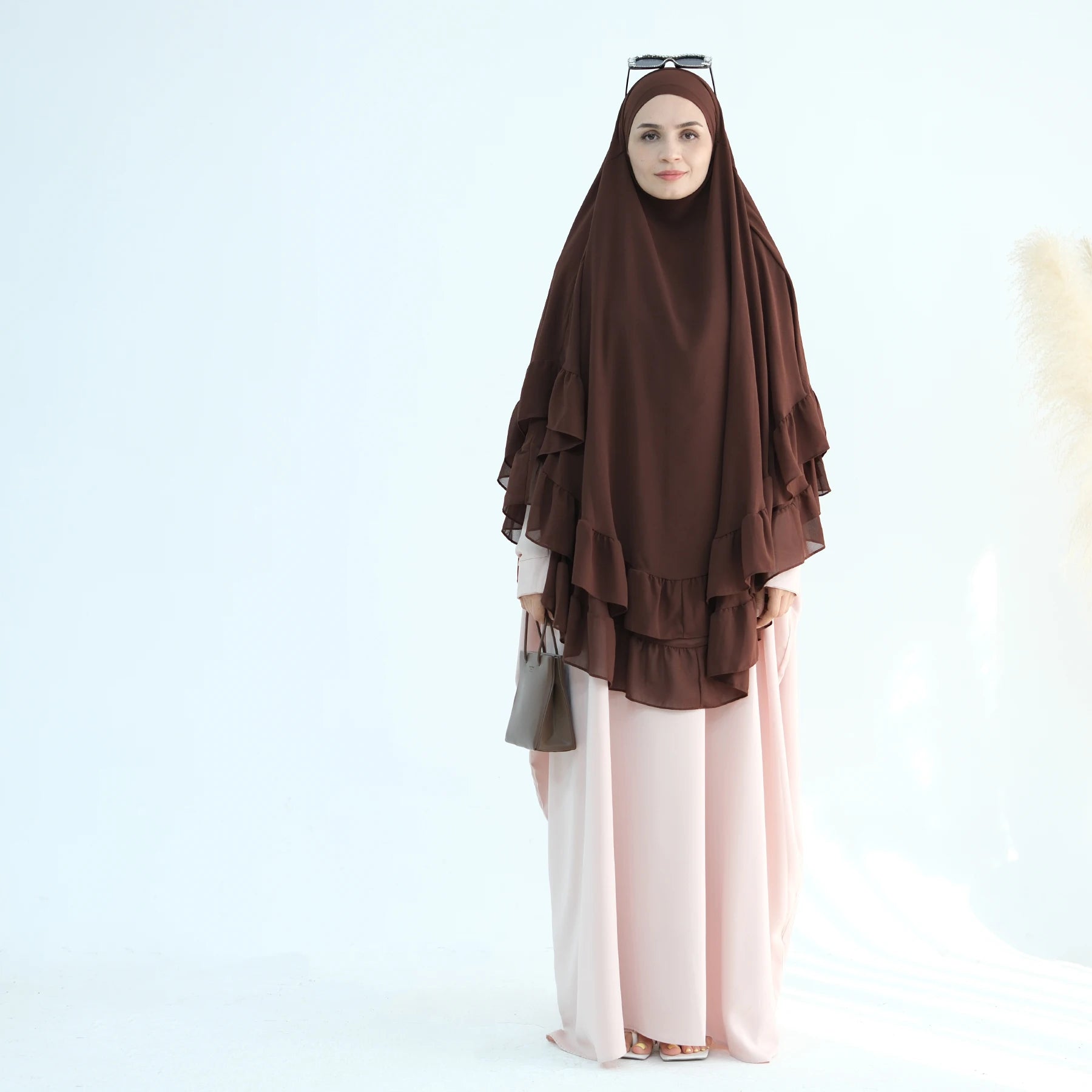 Khimar Maïssa XL — 2 Muslin Veils with Ruffles (Extra-long)