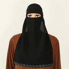 Crystal Niqab — Tie-Up Veil (Wavy Rhinestones)