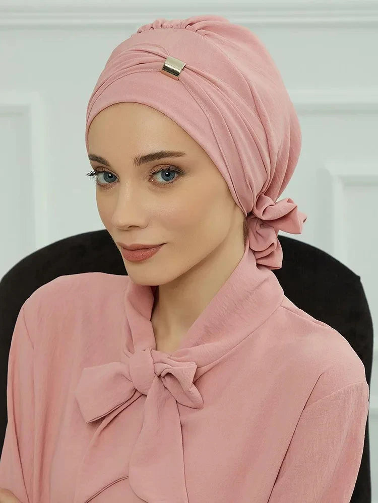 ZAYNA Instant Turban Hijab — Solid Cotton Blend Ready-to-Wear Cap