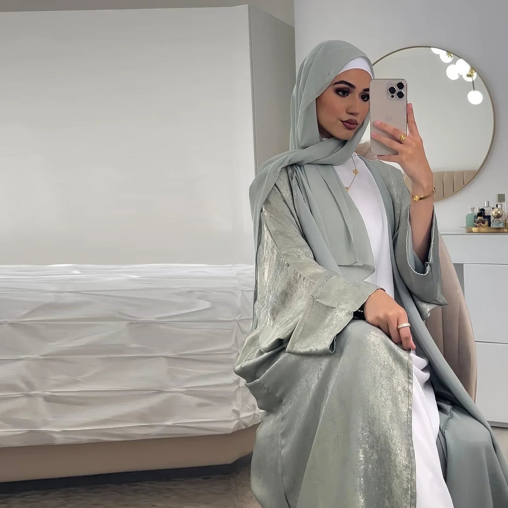Abaya Royale — Open Satin Kimono Luxury Edition