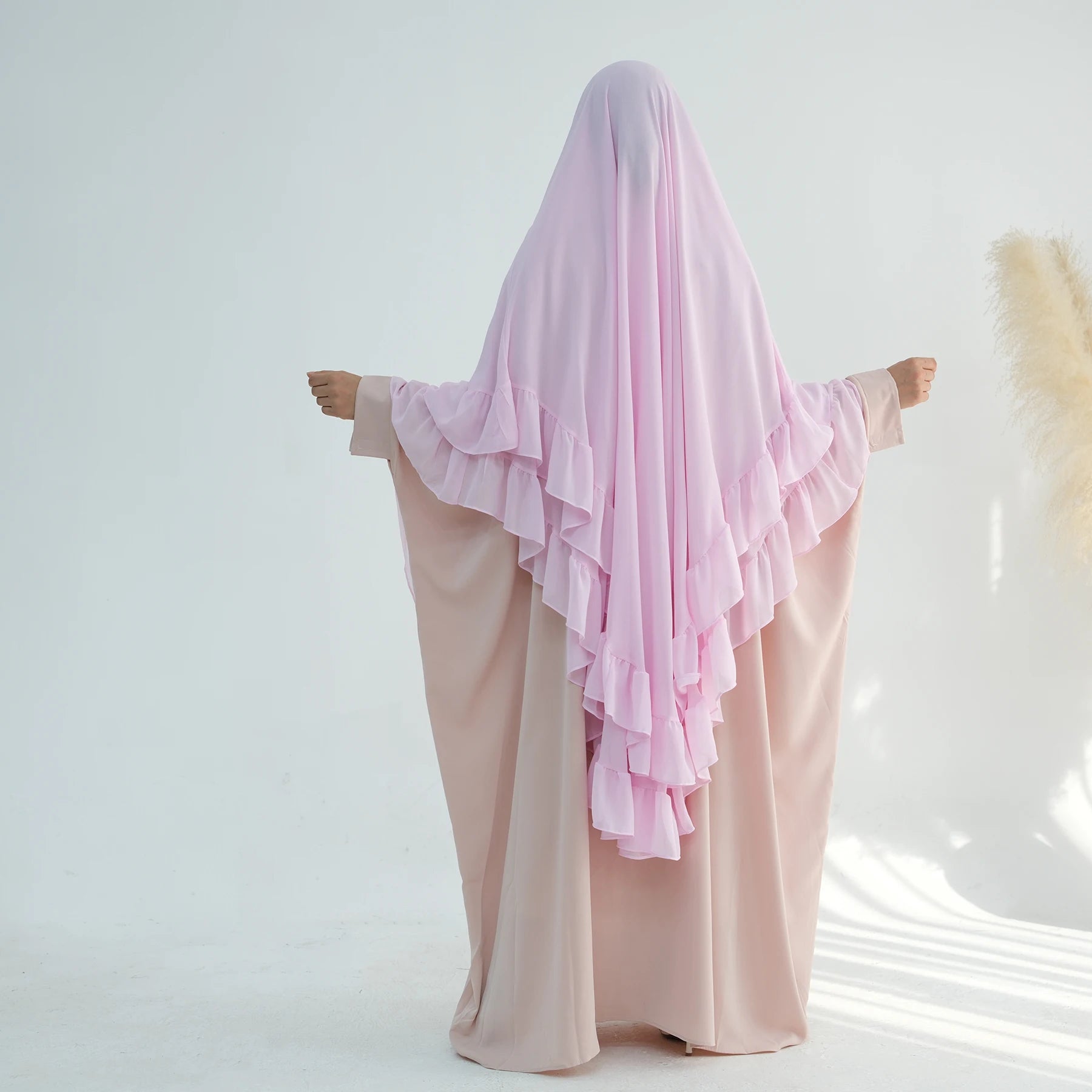 Khimar Maïssa XL — 2 Muslin Veils with Ruffles (Extra-long)