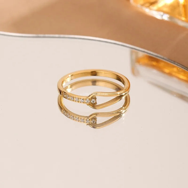 ZAYNA Water Drop Zircon Ring — Titanium Steel Wedding Band