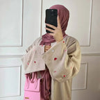 Abaya Amara — Embroidered Heart Linen Kimono