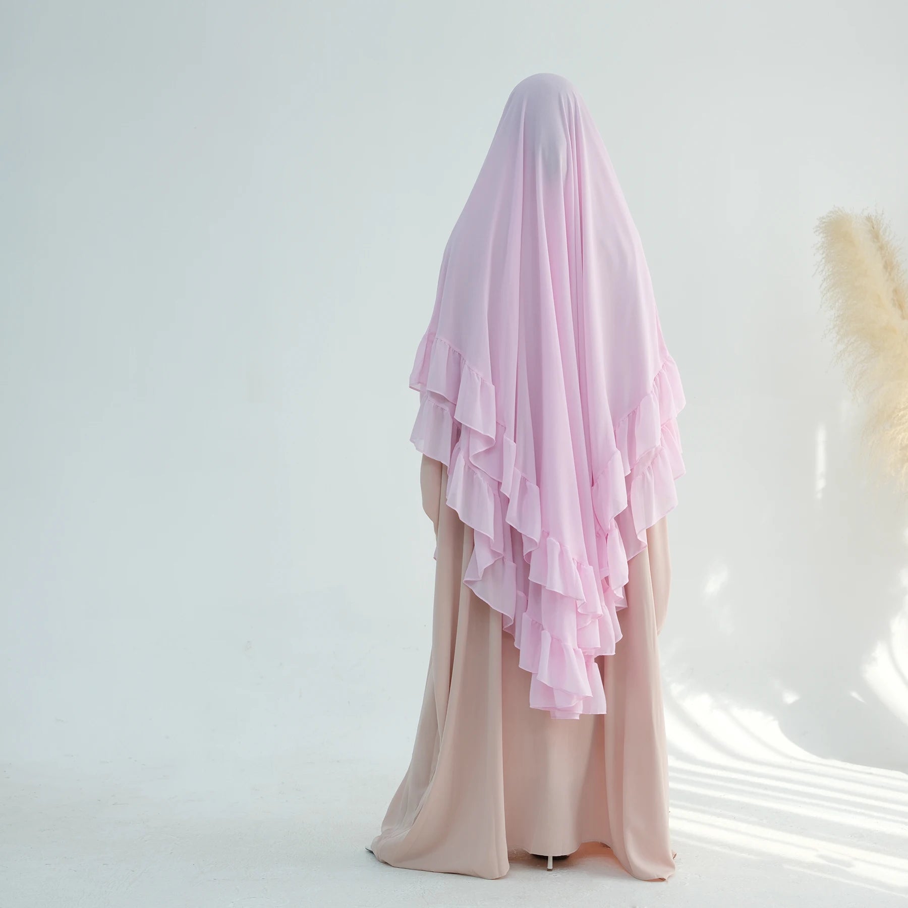 Khimar Maïssa XL — 2 Muslin Veils with Ruffles (Extra-long)