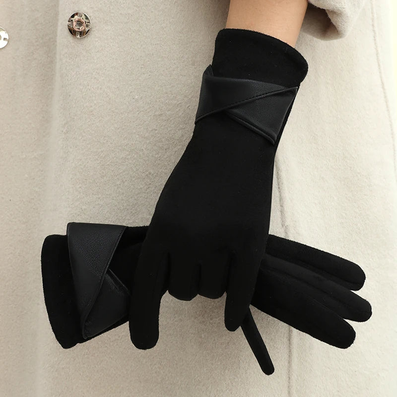 ZAYNA  Bow Touchscreen Winter Gloves — Elegant & Cozy