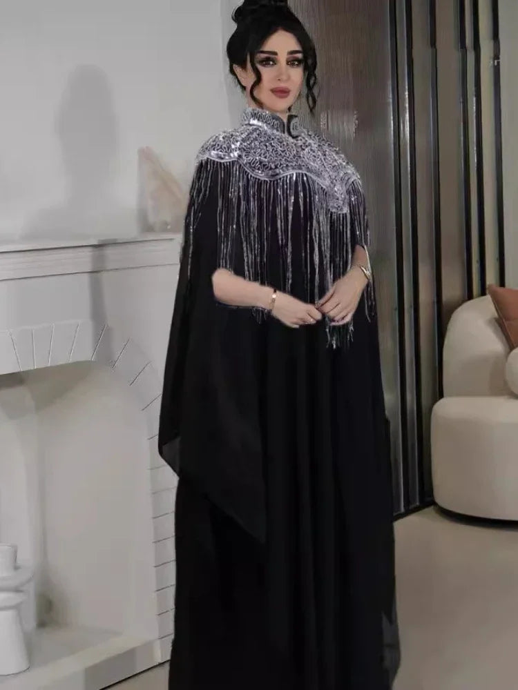 Samira Set — Long Abaya & Sequin Cape Luxury Edition